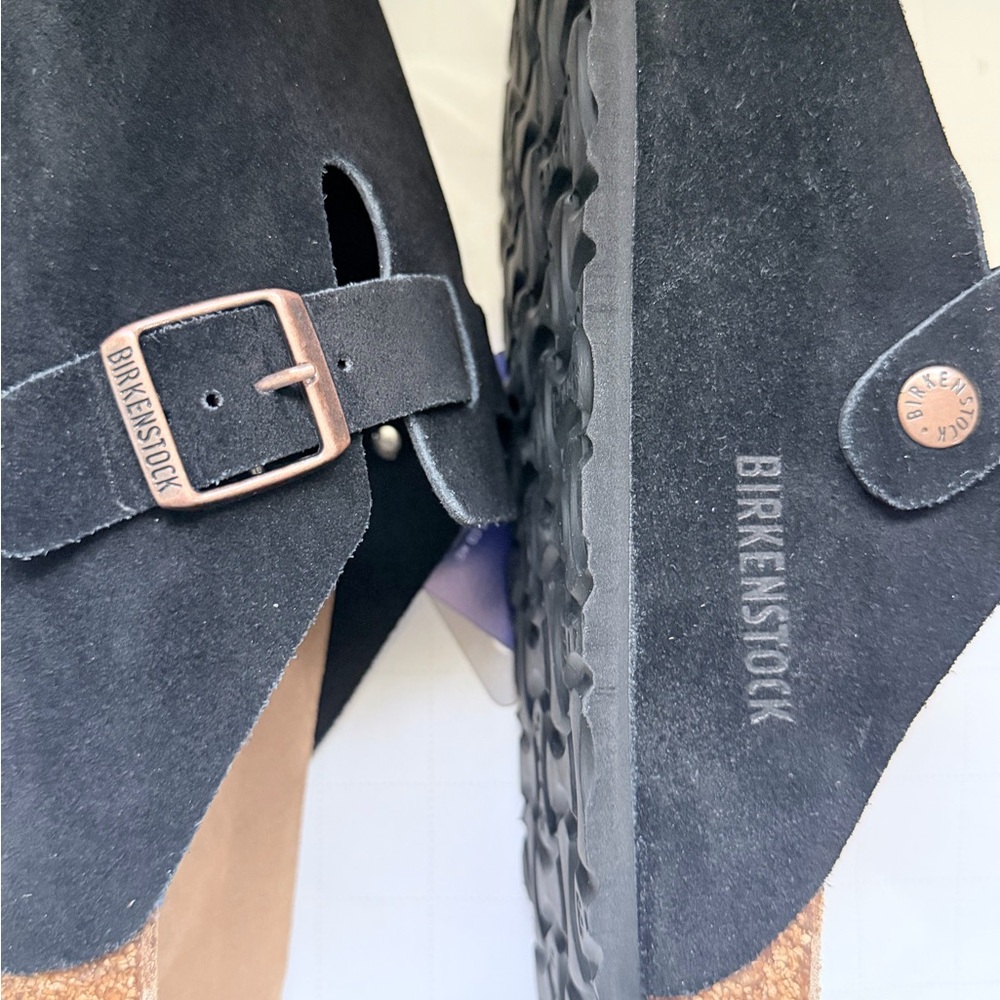 Birkenstock Black Suede Boston Clogs - Picture 4 of 5